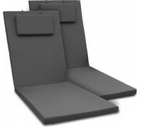 Beautissu Lot de 2 coussins pour chaise longue Loft RL, 200 x 60 x 5 cm, gris graphite