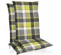 Beautissu Lot de 2 coussins pour dossier haut 120 x 50 cm, rembourrage vert à carreaux