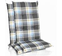Beautissu Lot de 2 coussins pour dossier haut 120x50 cm Rembourrage bleu à carreaux