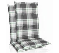 Beautissu Lot de 2 coussins pour fauteuil à dossier haut 120 x 50 cm, rembourrage vert menthe à carreaux