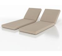 Beautissu Lot de 2 coussins pour transat imperméables QD-RL, 190 x 60 cm, beige