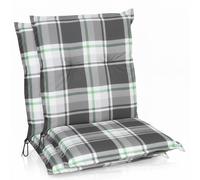 Beautissu Lot de 2 coussins Sunny MK à dossier bas 100 x 50 cm, vert menthe à carreaux