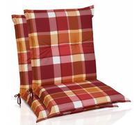 Beautissu Lot de 2 coussins Sunny RO à dossier bas 100 x 50 cm à carreaux rouges