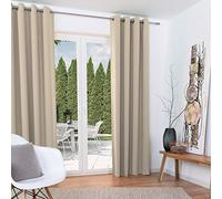 Beautissu lot de 2 rideaux occultants opaque à oeillets Blackout thermique | 140x245cm crème rideau occultant pour fenêtre porte Thermiques Creme chambre voilage Amelie BO