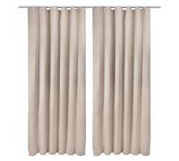 Beautissu Lot de 2 Rideaux Occultants Opaque à Ruflette Thermiques Blackout | 140x245cm Creme occultant thermique pour fenêtre porte Ruflette140x245cm Rideau voilage salon isolants chaleur Amelie BK
