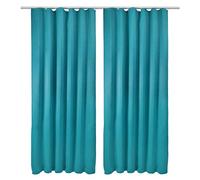 Beautissu Lot de 2 Rideaux Occultants Opaque à Ruflette Thermiques Blackout | 140x245cm Turquoise occultant thermique pour fenêtre porte Ruflette140x245cm Rideau voilage salon isolants Amelie BK