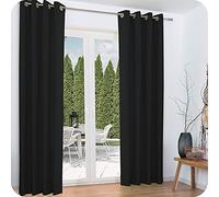 Beautissu Lot de 2 Rideaux Thermique Isolant à Oeillets | 140x245cm noir rideau oeillet à voilage occultant salon Amelie TO