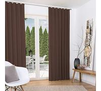 Beautissu Lot de 2 Rideaux Thermiques isolants Opaques a ruflette Anti | 140x245cm marron occultant isolation thermique chaleur ruban fronceur Rideau Opaque Froid voilage fenêtre salon Amelie TK
