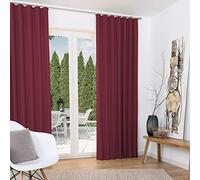 Beautissu lot de 2 rideaux thermiques isolants opaques a ruflette anti | 140x245cm rouge occultant isolation thermique chaleur ruban fronceur Rideau Opaque Froid voilage fenêtre salon uni Amelie TK