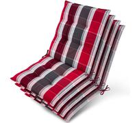 Beautissu, lot de 4 coussins d'appui pour fauteuils bas Sun-NL, 100 x 50 x 8 cm, rayures rouges et anthracite