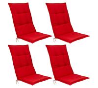Beautissu Lot de 4 coussins d'assise pour fauteuils à dossier haut Base HL, 120 x 50 x 6 cm, rouge