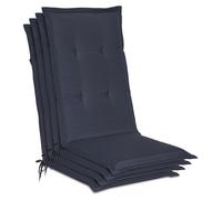 Beautissu Lot de 4 coussins de chaise de jardin Loft HL bleu foncé, 120 x 50 x 6 cm