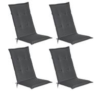 Beautissu Lot de 4 coussins de chaise de jardin Loft HL gris graphite, 120 x 50 x 6 cm