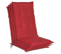 Beautissu Lot de 4 coussins de chaise de jardin Loft HL Rouge, 120x50x6cm