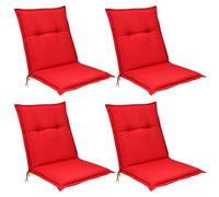 Beautissu Lot de 4 coussins pour dossier bas Base NL, 100 x 50 cm, rouge