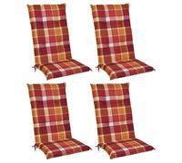 Beautissu Lot de 4 coussins pour dossier haut 120 x 50 cm Rembourrage rouge à carreaux