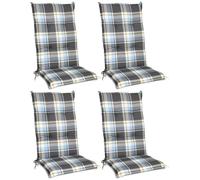 Beautissu Lot de 4 coussins pour dossier haut 120x50 cm Rembourrage bleu à carreaux