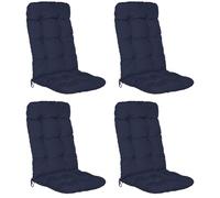 Beautissu Lot de 4 coussins pour fauteuils à dossier haut Flair HL, 120 x 50 x 8 cm, bleu foncé