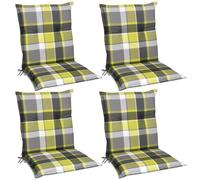 Beautissu Lot de 4 coussins Sunny GR à dossier bas 100 x 50 cm, vert à carreaux