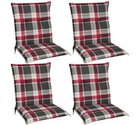 Beautissu Lot de 4 coussins Sunny RK à dossier bas 100 x 50 cm à carreaux bordeaux