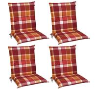 Beautissu Lot de 4 coussins Sunny RO à dossier bas 100 x 50 cm à carreaux rouges