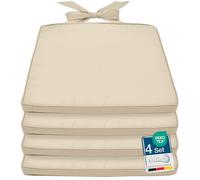 Beautissu Lot de 4 Galette de Chaise déhoussable pour intérieur Coussin | 45x40x5cm Beige d'assise Confortable pour jardin rotin Outdoor Set extérieur Pia
