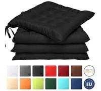 Beautissu Lot de 4 galettes de Chaise Lea - Confortable et coloré - Idéal pour intérieur et extérieur - 40x40x5 cm - Noir