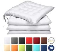 Beautissu Lot de 4 galettes de Chaise Lea - Confortable et coloré - Idéal pour intérieur et extérieur - 40x40x5 cm - Blanc