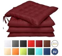 Beautissu Lot de 4 galettes de Chaise Lea - Confortable et coloré - Idéal pour intérieur et extérieur - 40x40x5 - Rouge foncé