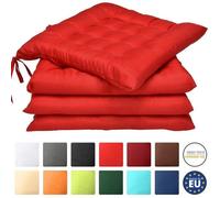 Beautissu Lot de 4 galettes de Chaise Lea - Confortable et coloré - Idéal pour intérieur et extérieur - 40x40x5 cm - Rouge