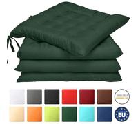 Beautissu Lot de 4 galettes de Chaise Lea - Confortable et coloré - Idéal pour intérieur et extérieur - 40x40x5 - Vert foncé