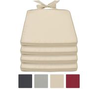 Beautissu Lot de 4 Galettes de chaise Pia - 45x40x5cm Nature - Coussin déhoussable, confortable - Coussin chaise exterieur