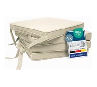 Beautissu Lot de 4 Galettes de Chaises Nature 45x40x5 cm Loft SK - Coussins d'Assises - Jardin Extérieur - Confortable