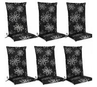 Beautissu Lot de 6 chaises à dossier haut pour jardin Flores, 120x50x6cm, noir