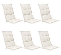 Beautissu Lot de 6 coussins d'assise pour fauteuils à dossier haut Base HL, 120 x 50 x 6 cm, couleur naturelle