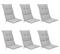 Beautissu Lot de 6 coussins d'assise pour fauteuils à dossier haut Base HL, 120 x 50 x 6 cm, gris clair