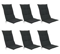 Beautissu Lot de 6 coussins d'assise pour fauteuils à dossier haut Base HL, 120 x 50 x 6 cm, gris graphite