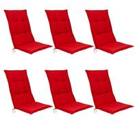 Beautissu Lot de 6 coussins d'assise pour fauteuils à dossier haut Base HL, 120 x 50 x 6 cm, rouge