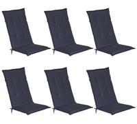 Beautissu Lot de 6 coussins de chaise de jardin Loft HL bleu foncé, 120 x 50 x 6 cm