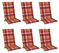Beautissu Lot de 6 coussins pour dossier haut 120 x 50 cm Rembourrage rouge à carreaux