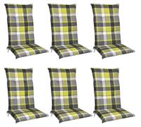 Beautissu Lot de 6 coussins pour dossier haut 120x50 cm Rembourrage vert à carreaux