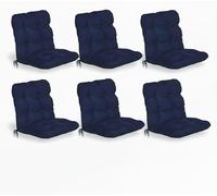 Beautissu Lot de 6 coussins pour fauteuils à dossier bas Flair NL, 100 x 50 x 8 cm, bleu foncé