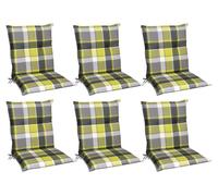 Beautissu Lot de 6 coussins Sunny GR à dossier bas 100 x 50 cm, vert à carreaux