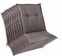 Beautissu, lot de 8 coussins d'assise haut de gamme pour chaises de jardin à dossier bas, 105 x 50 x 7 cm, taupe