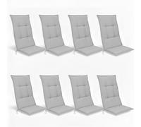 Beautissu Lot de 8 coussins d'assise pour fauteuils à dossier haut Base HL, 120 x 50 x 6 cm, gris clair