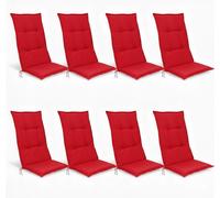 Beautissu Lot de 8 coussins d'assise pour fauteuils à dossier haut Base HL, 120 x 50 x 6 cm, rouge