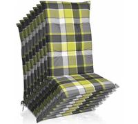 Beautissu Lot de 8 coussins pour dossier haut 120 x 50 cm, rembourrage vert à carreaux