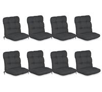 Beautissu Lot de 8 coussins pour fauteuils à dossier bas Flair NL, 100 x 50 x 8 cm, gris graphite