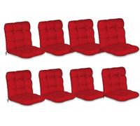 Beautissu Lot de 8 coussins pour fauteuils à dossier bas Flair NL, 100 x 50 x 8 cm, rouge