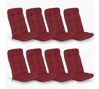 Beautissu Lot de 8 coussins pour fauteuils à dossier haut Flair HL, 120 x 50 x 8 cm, rouge